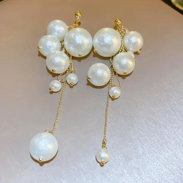 Elegant Pearl Cluster Drop Earrings - Statement Jewelry for Women