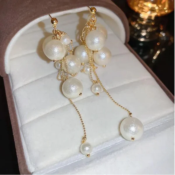 Elegant Pearl Cluster Drop Earrings - Statement Jewelry for Women