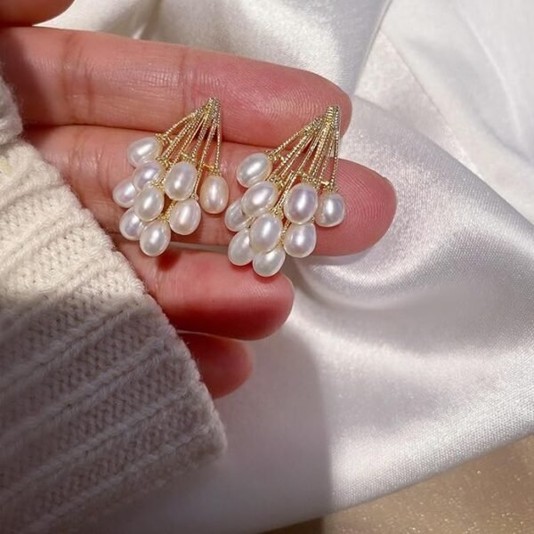 Elegant Gold-Plated Pearl Cluster Earrings