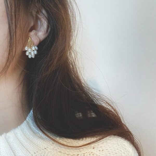 Elegant Gold-Plated Pearl Cluster Earrings