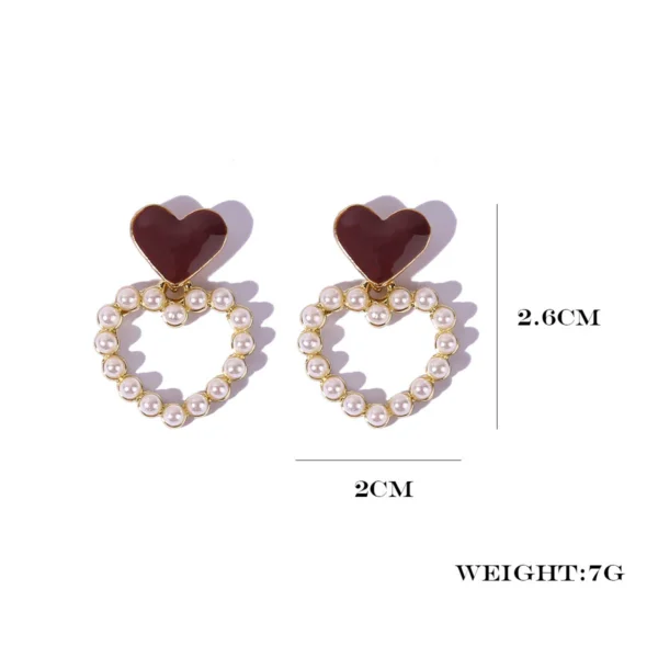 Heart-Shaped Pearl Drop Earrings – Gold and Pearl Statement Earrings for Women & Girls